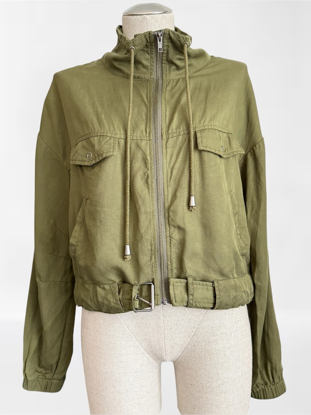 Lovers + Friends Cropped Utility Jacket — Olive | Size M